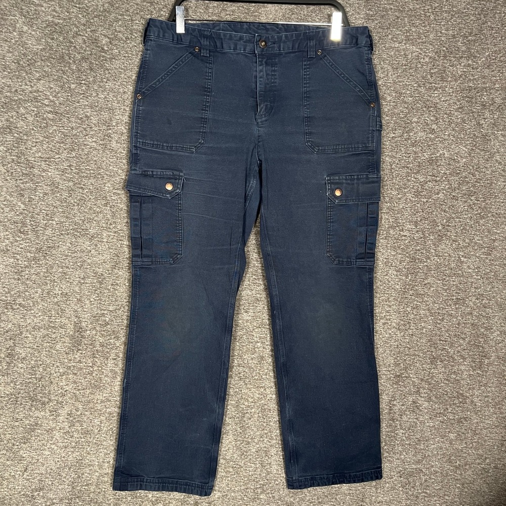 Duluth Trading Curvesetter Waistband Womens 14 Blue Work Pants Utility Carpenter